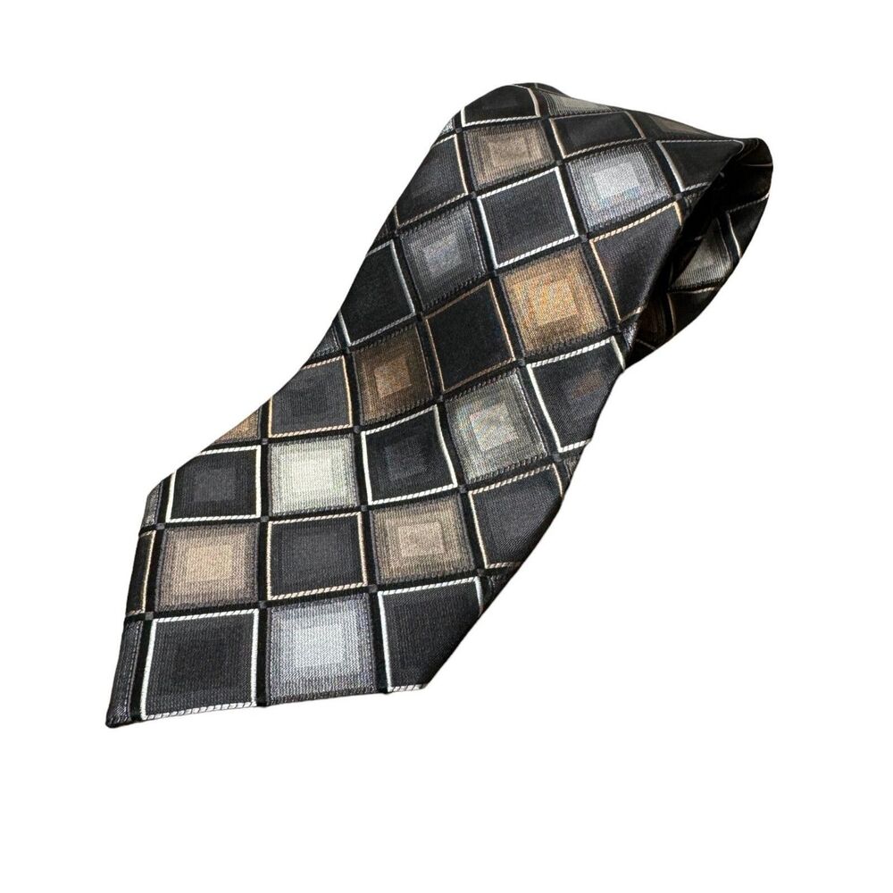 Crazy Horse Men's Neck Tie Square Geometric 100% Silk Classic Designer Diamonds